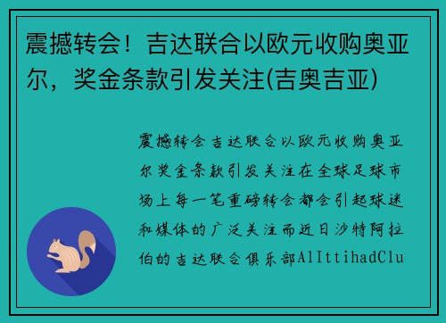 震撼转会！吉达联合以欧元收购奥亚尔，奖金条款引发关注(吉奥吉亚)