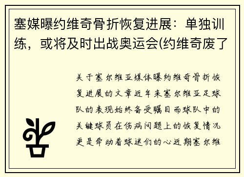塞媒曝约维奇骨折恢复进展：单独训练，或将及时出战奥运会(约维奇废了)